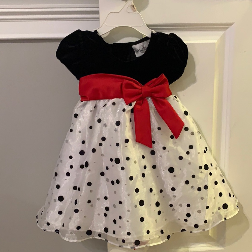 2T Holiday Dress - Velvet Top and Polka Dots